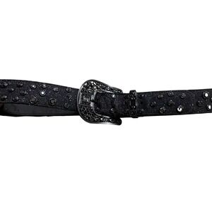 Sparkly metallic Brown Rhinestone Leather Belt Medium Western Cowgirl Buckle 40